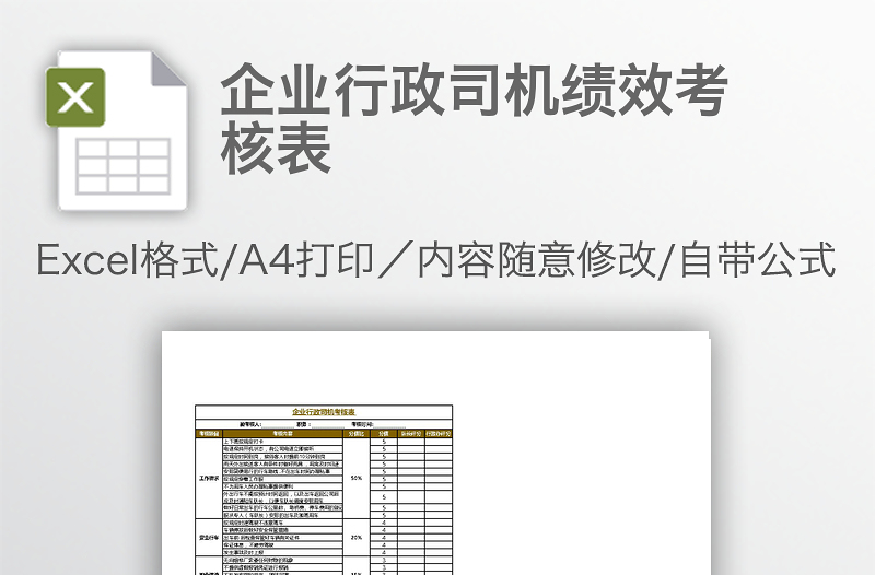 企業(yè)行政司機(jī)績(jī)效考核表