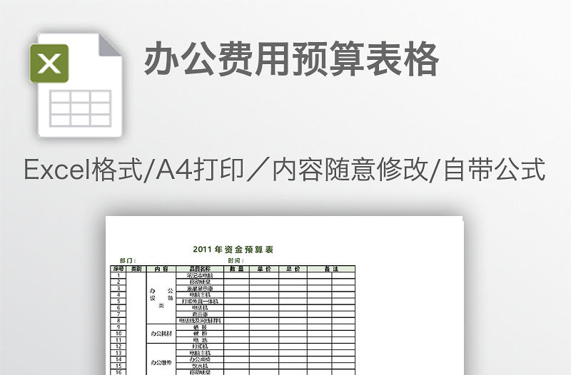 辦公費(fèi)用預(yù)算表格