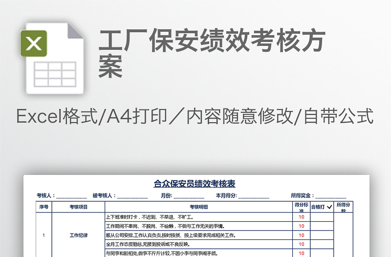 工廠保安績效考核方案