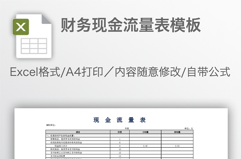 財(cái)務(wù)現(xiàn)金流量表模板