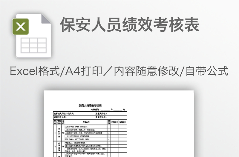 保安人員績效考核表