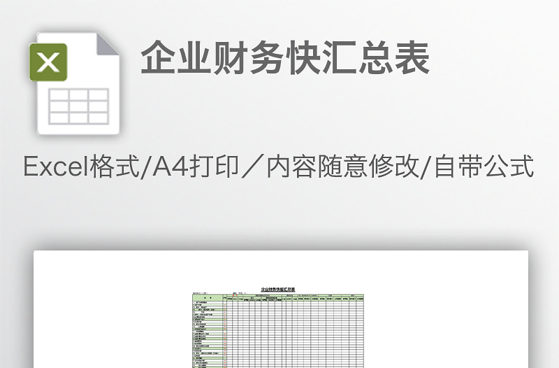 企業(yè)財(cái)務(wù)快匯總表