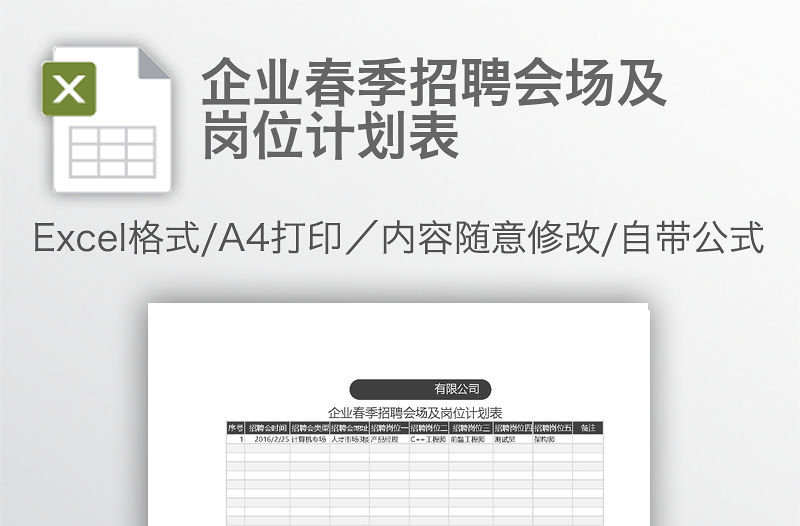 企業春季招聘會場及崗位計劃表