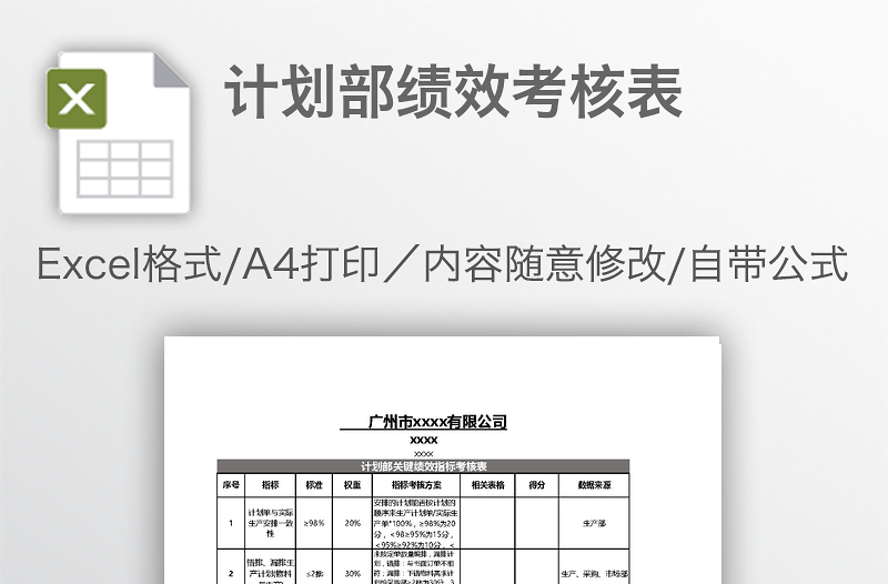 计划部绩效考核表