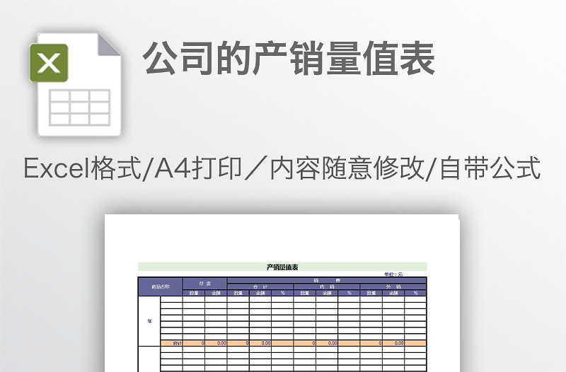 公司的產(chǎn)銷量值表