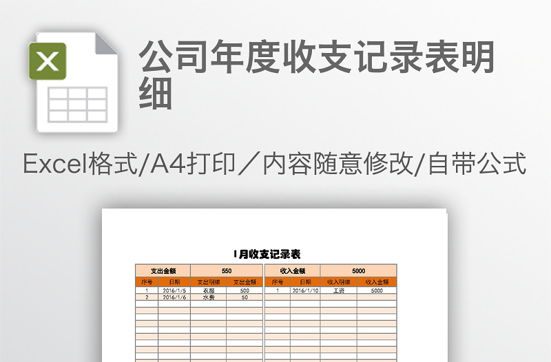 公司年度收支记录表明细