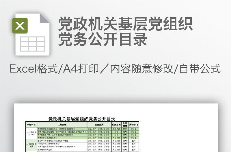黨政機關基層黨組織黨務公開目錄