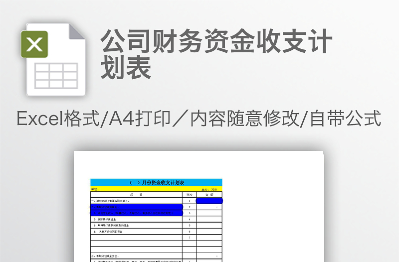 公司財(cái)務(wù)資金收支計(jì)劃表