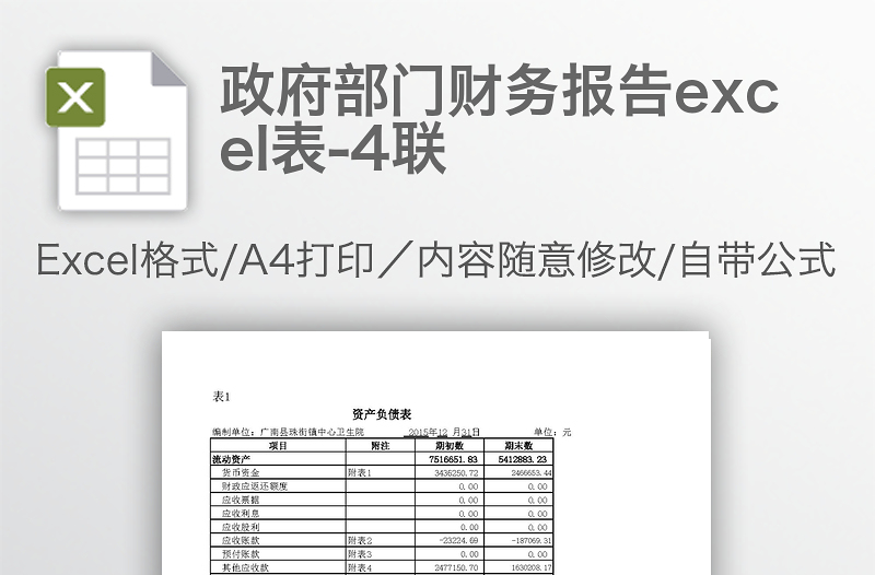政府部門財務(wù)報告excel表-4聯(lián)