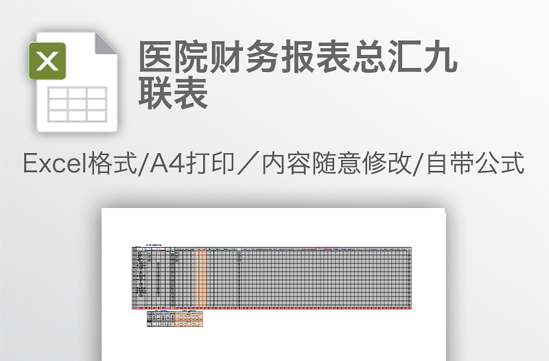 医院财务报表总汇九联表