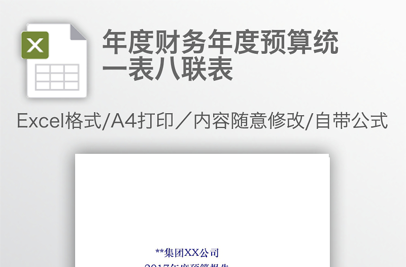 年度財(cái)務(wù)年度預(yù)算統(tǒng)一表八聯(lián)表