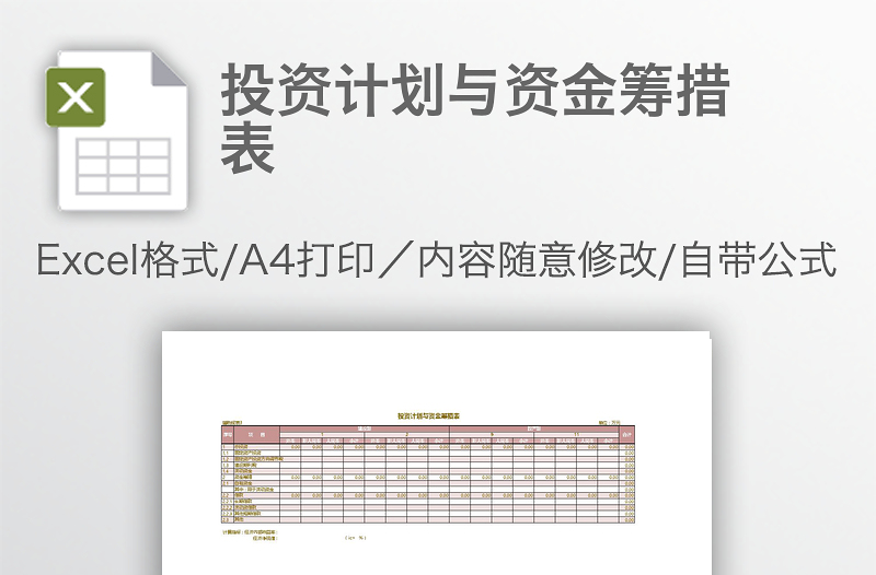 投资计划与资金筹措表