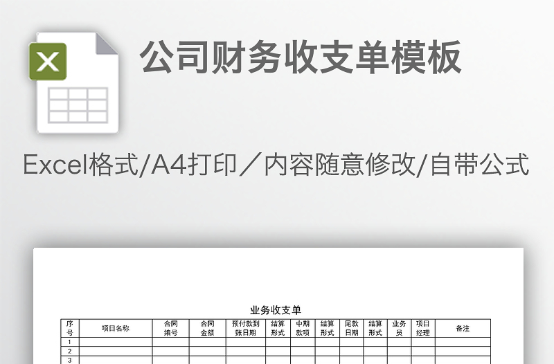 公司财务收支单模板