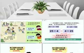 人教版小學(xué)四年級下數(shù)學(xué)乘法運算定律ppt