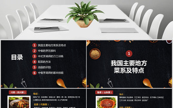 簡(jiǎn)約中式烹調(diào)師技能分享廚師培訓(xùn)入門培訓(xùn)課件PPT模板