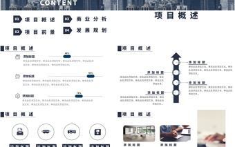 深蓝色简约商务商业计划书PPT模板