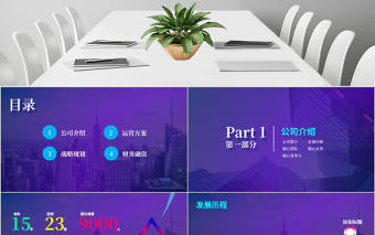 2020年藍色寬屏商務風商業計劃書PPT模板