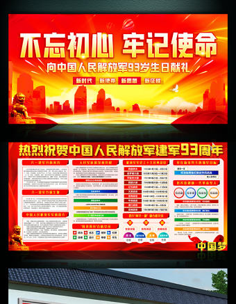 2020年慶祝建軍93周年宣傳展板設計
