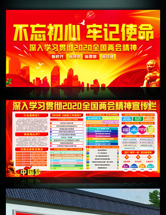 學習貫徹2020兩會精神展板