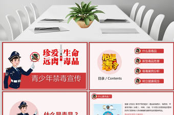 禁毒日內(nèi)容型青少年禁毒宣傳PPT模板