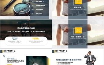 黃藍內容型時間管理法則企業管理PPT模板