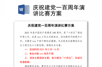 2021慶祝建黨一百周年演講比賽方案