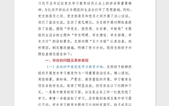 2021年機關黨支部黨史專題組織生活會五個方面班子對照檢查word文檔