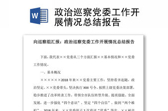 政治巡察黨委工作開展情況總結(jié)報告