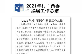2021年村“兩委”換屆工作總結