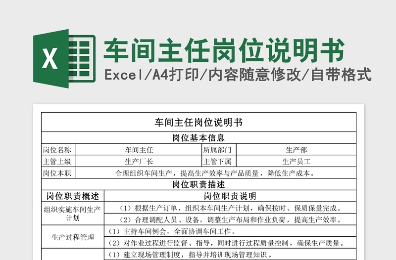 岗位职责说明Excel