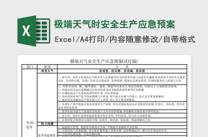 極端天氣時(shí)安全生產(chǎn)應(yīng)急預(yù)案Excel