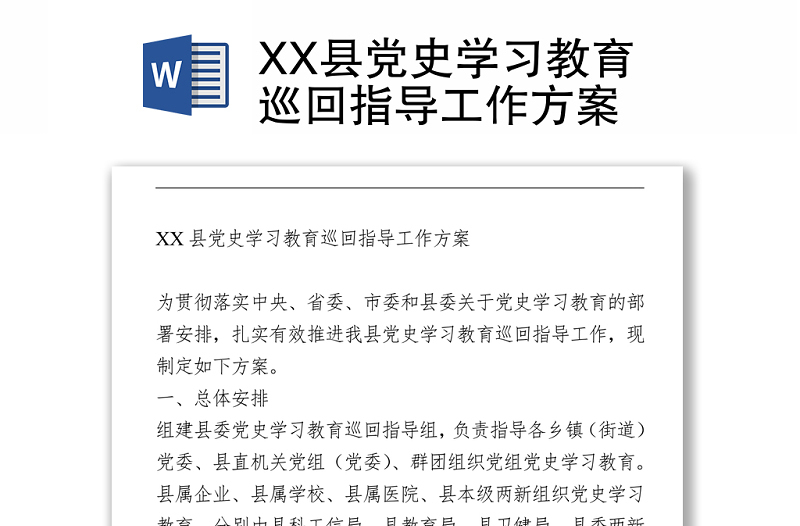 XX县党史学习教育巡回指导工作方案