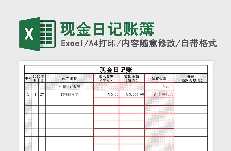 现金日记账簿Excel