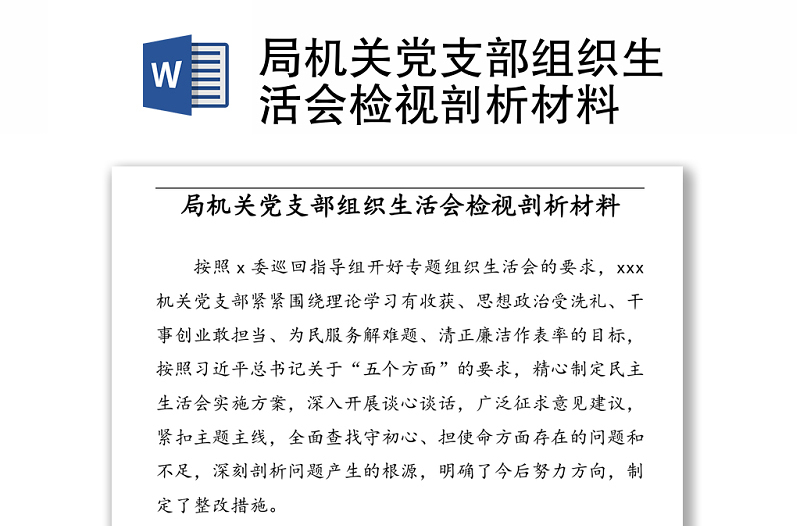 局机关党支部组织生活会检视剖析材料