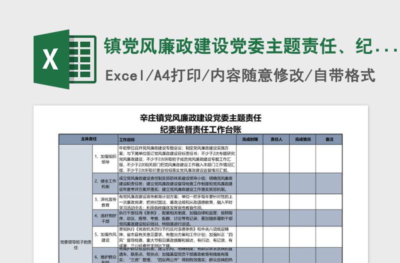 镇党风廉政建设党委主题责任、纪委监督责任