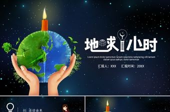 黑色簡約公益活動地球一小時PPT模板