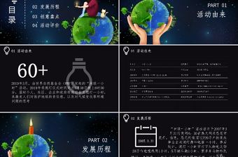黑色簡約公益活動地球一小時PPT模板