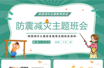 2022防震減災(zāi)主題班會PPT卡通風(fēng)防震減災(zāi)兒童安全教育主題班會演講課件模板