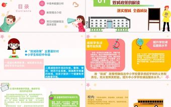 雙減政策家長會說明會PPT卡通簡潔政策解讀教育理念介紹家校溝通會模板下載