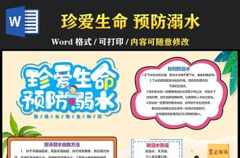 2022珍愛生命預(yù)防溺水手抄報(bào)安全假期珍愛生命預(yù)防溺水卡通風(fēng)格小報(bào)模板