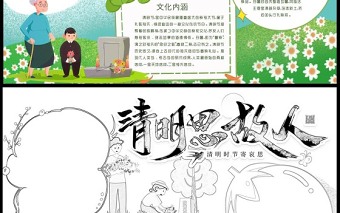 2022清明思故人小报卡通风中国传统习俗清明时节寄哀思手抄报模板