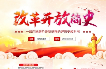 改革開放簡史PPT大氣蘊(yùn)含中國改革開放40多年的治國理政智慧和歷史經(jīng)驗(yàn)的壯闊實(shí)踐史黨課課件