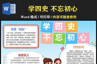 2021學習四史不忘初心手抄報卡通童趣黨史學習教育專題小報設計模板