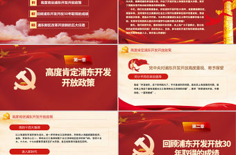 紅色簡約黨政風學習習總書記浦東開發(fā)開放三十周年大會上講話pp