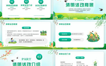 2022清明節活動方案PPT卡通風幼兒園清明節節日活動策劃活動結束課件模板