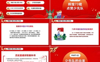 2022中國(guó)少先隊(duì)成立73周年學(xué)習(xí)解讀PPT簡(jiǎn)約風(fēng)少年紅領(lǐng)巾心向黨爭(zhēng)做新時(shí)代好隊(duì)員課件模板