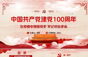 紅色黨政風中國共產黨建黨100周年PPT模板