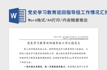 黨史學(xué)習(xí)教育巡回指導(dǎo)組工作情況匯報范文工作總結(jié)匯報報告