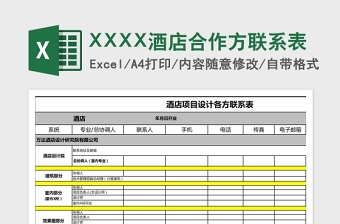 XXXX酒店合作方聯(lián)系表