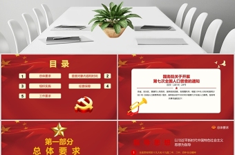 2020紅色國務院印發(fā)關于開展第七次全國人口普查的通知PPT模板